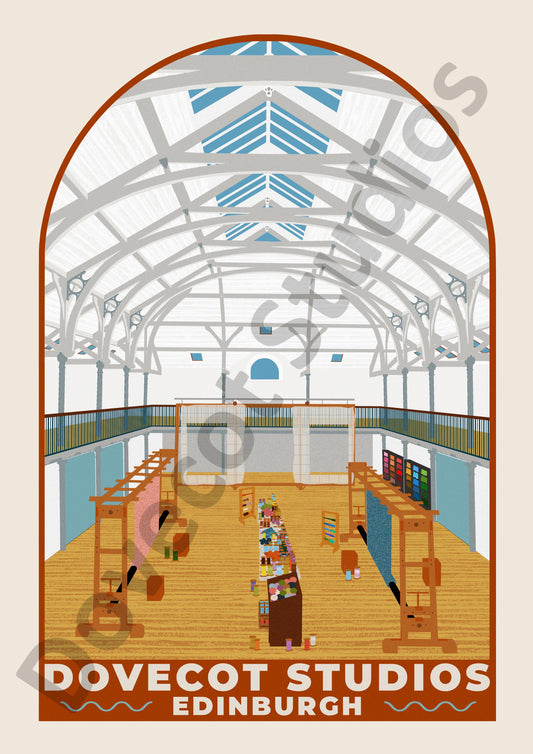 Dovecot Studios, A2 Poster by Ellie Way
