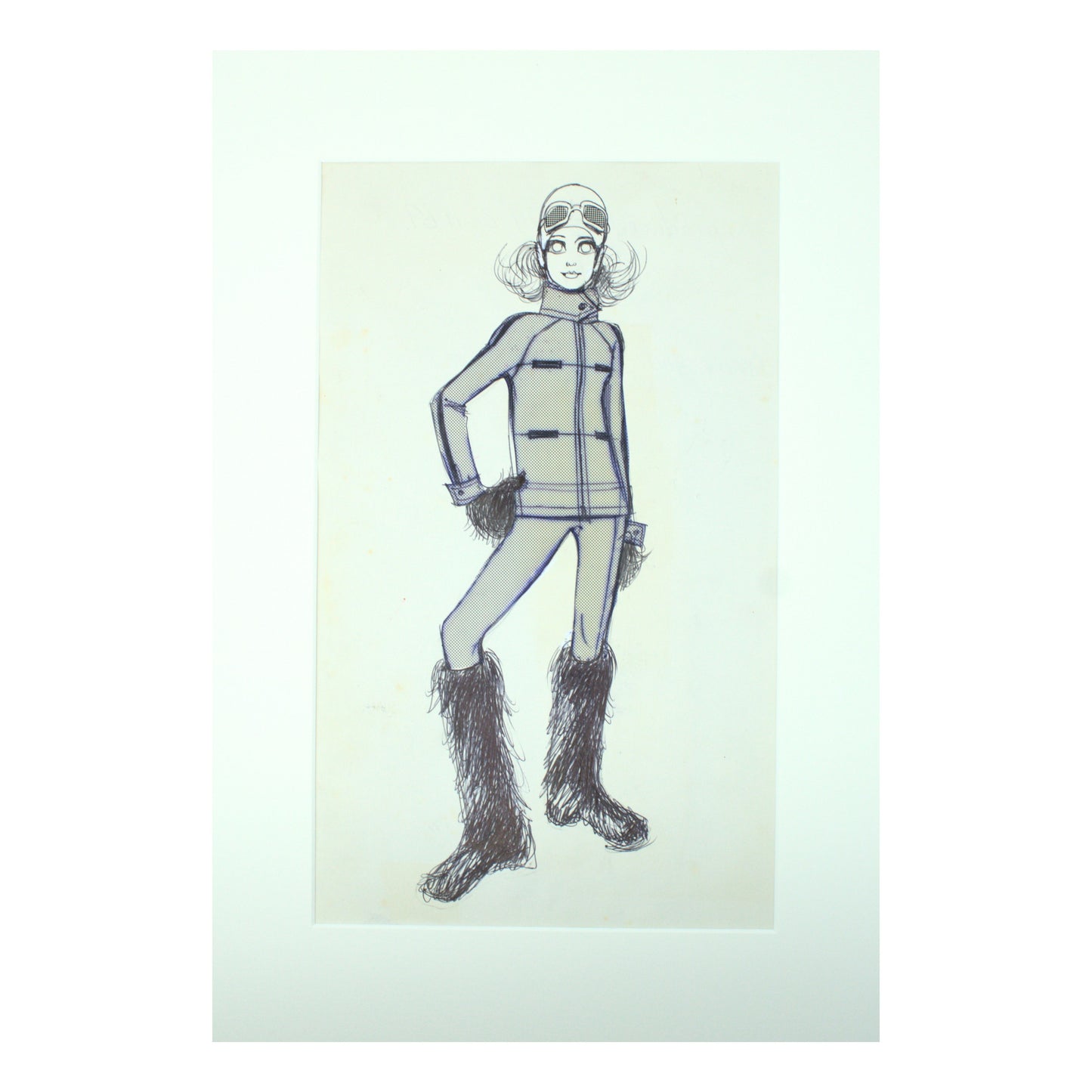 Gray MCA Original Mounted Drawing: Veronica Papworth - SKI