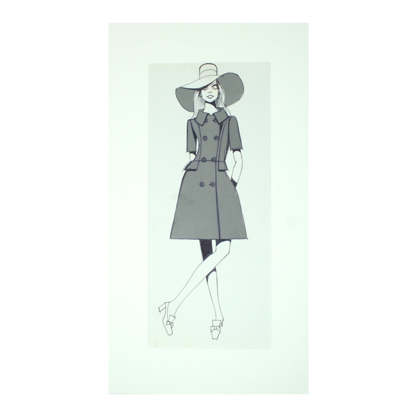 Gray MCA Original Mounted Illustration: Veronica Papworth - Double Breasted Coat
