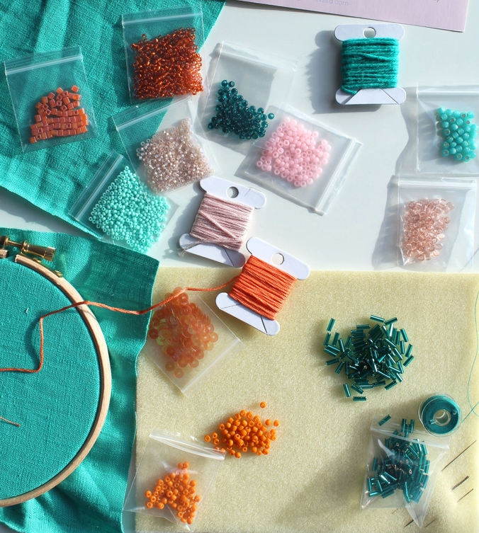 Imogen Melissa: Beaded and Embroidery Kit in Turquoise