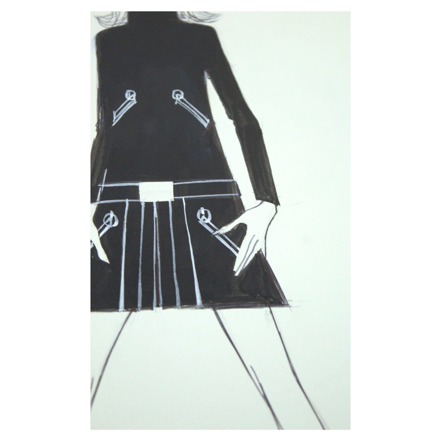 Gray MCA Original Mounted Drawing: Veronica Papworth - Long Sleeve Jersey Dress by Rhona Roy