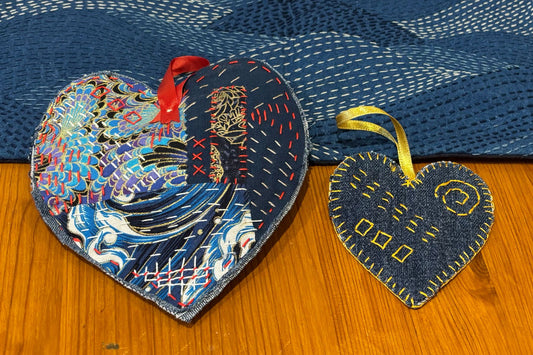 Sashiko and Boro Stitch Heart Hanging Decoration | 8th May 2026