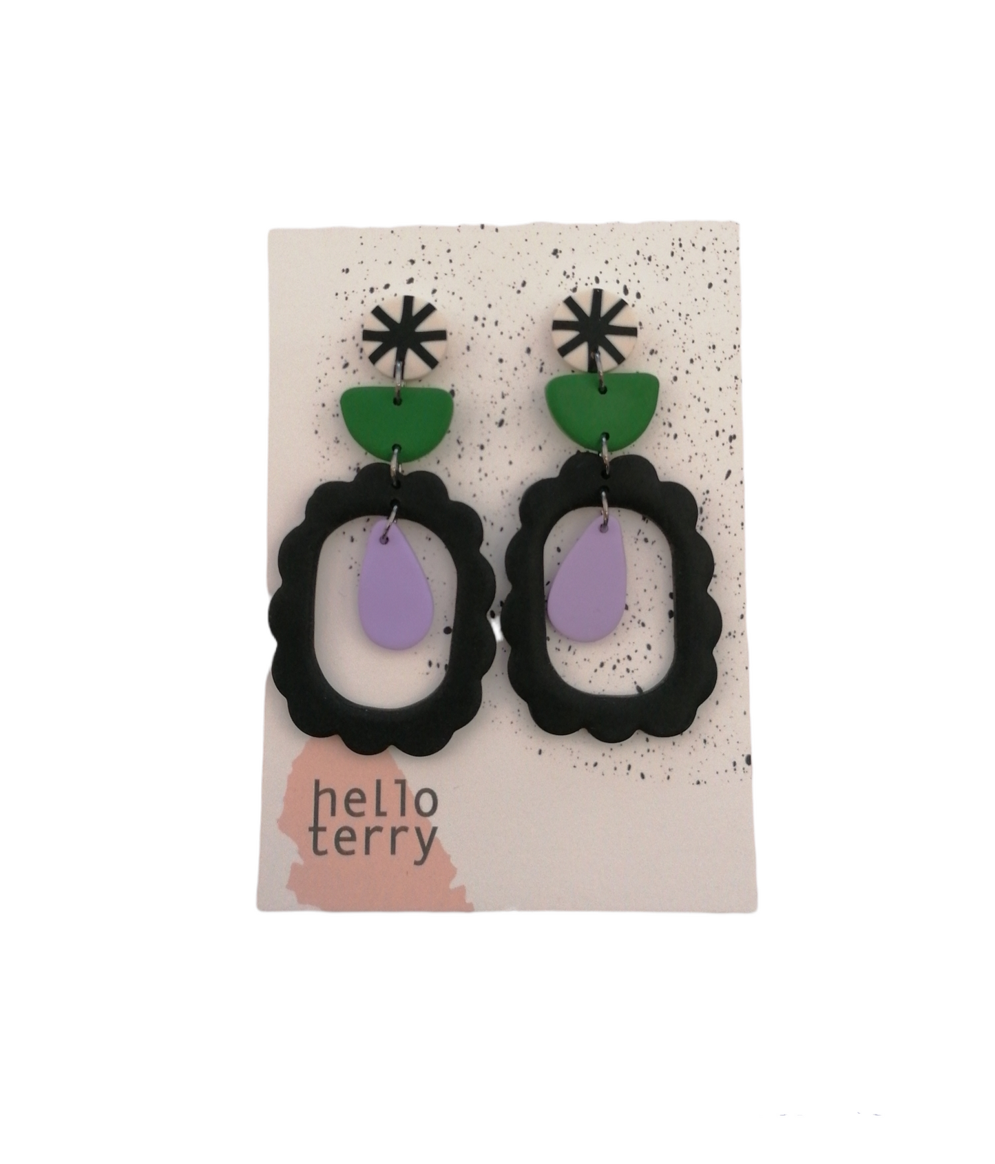 JEWLLERY: Hello Terry - Green, Lilac and Black Earrings