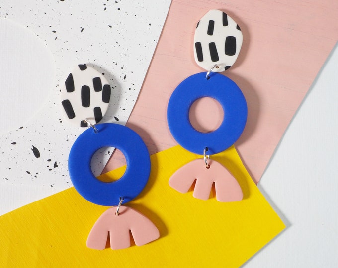 JEWELLERY: Hello Terry - Blue, Pink & Dashed Earrings
